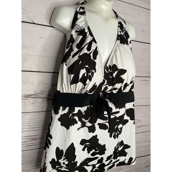 SWIMSUITSFOR ALL SHORE CLUB TANKINI top only BLACK WHITE size 20 swim‎ suit - Picture 5 of 13